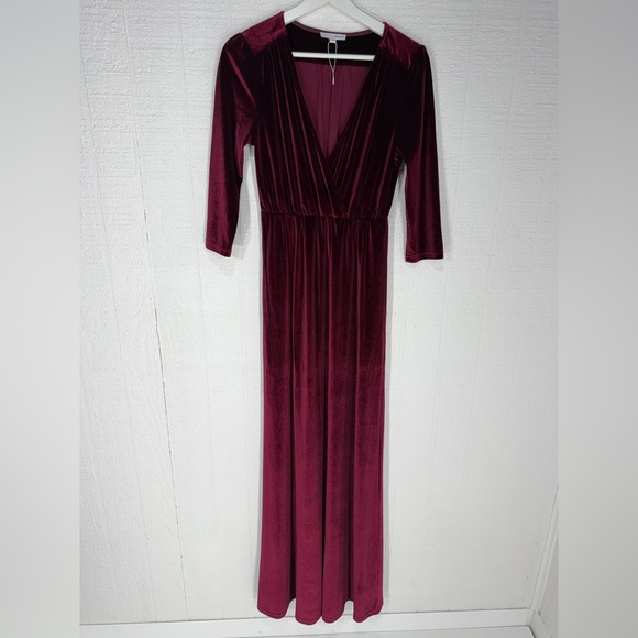 NWOT Baltic Born Sofia velvet maxi dress burgundy size S - Picture 2 of 12